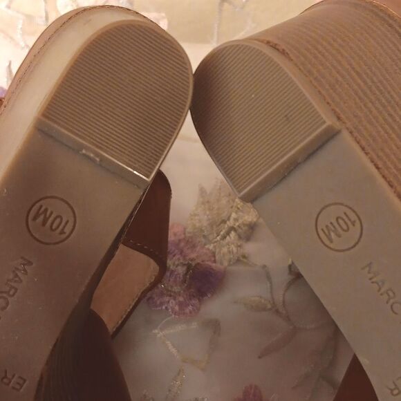 NEW. Marc Fisher Vegan Brown Wedge Sandals. Beachy. Coastal. Vegan. - Picture 9 of 11